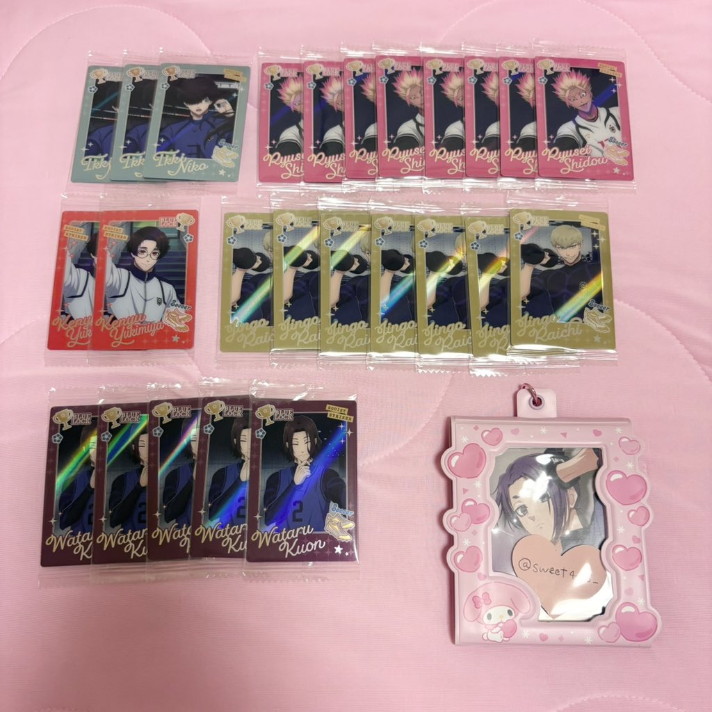 sweet44o_'s tweet photo. ꒰ 交換┊︎譲渡┊︎買取 ꒱ ブルーロック ウエハース6

譲┊︎画像
求┊︎御影玲王ER、O≫ E閃堂、E蟻生

⟡閃堂、蟻生は2枚目との交換のみ
⟡ER⇔ER、O⇔Oの交換優先
⟡シクレと千切は条件の良い方優先
⟡2枚目は定価+送料で譲渡可◎
⟡求は玲王含む買取も受付けてます

お気軽にお声掛けください🌸 https://t.co/Tgtzsgcd2i
