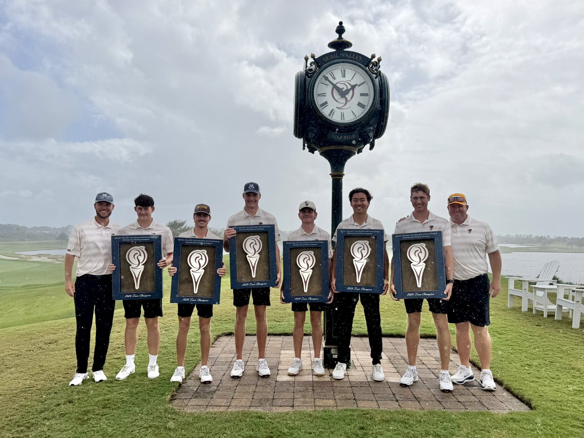 GopherMGolf's tweet photo. YOUR 2026 QUAIL VALLEY COLLEGIATE TEAM CHAMPIONS 🏆〽️

Nothing stops the Gophers, not even the rain. 🌧️

A championship finish to close out the fall! 

@GopherSports 
#GoGophers x #SkiUMah https://t.co/7rhRremoc0