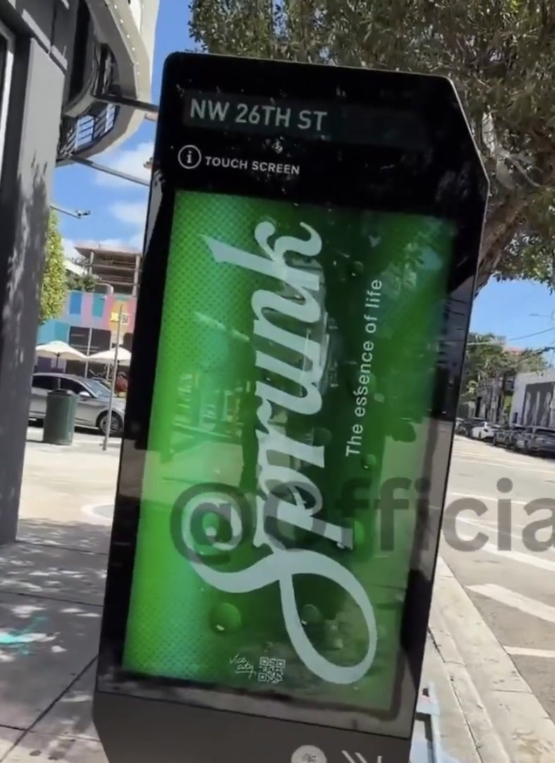 DiscussingFilm's tweet photo. In-universe TV show &amp; drink adverts from GTA 6 are on display in Miami.

(via: @OfficialJoelF) https://t.co/nGc66jMYOw