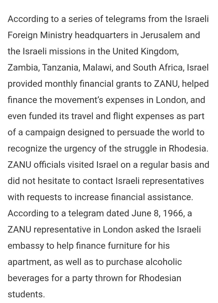 ZionMorgBar's tweet photo. Fun fact, Israel not only pioneered the Sanctions against Rhodesia

It also Armed, trained and backed the Zanu and the jewish population within Rhodesia actively acted as spies for them and supported them politically.

Israel is one of the main reasons Rhodesia does not exist https://t.co/crfKwuGoB0