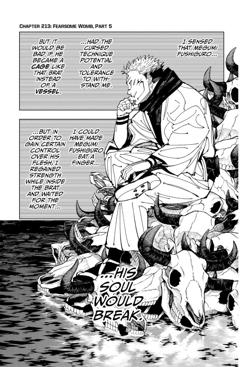 Herarudarling's tweet photo. @Zzol_dyck using a manga panel to try show this to pose like you actually read the series is down right hillarious. you clearly never read this series or even watched the anime. sukunas desire for megumis body was way before he even knew what mahoraga was. https://t.co/4T2WdLjuqi