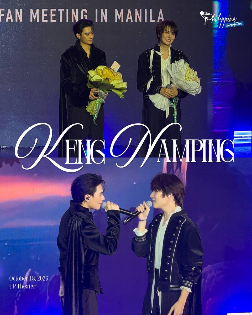 philconcerts's tweet photo. Bewitching everyone they meet through their incredible performance in their hit Thai BL series, Khemjira The Series, KengNamping showered their OHOHs with exciting performances and kilig moments in their first-ever fan meeting in Manila last October 18, 2026 at the UP Theater!

The most awaited pairing made sure their OHOHs had an amazing night filled with exciting games, heartfelt song performances, and over-the-top fan interactions. 

#KengNampingFMinManila ended on the loveliest note as the pairing performed their final song and thanked their OHOHs from every corner of the stage for a magical night to remember!

More photos here: https://t.co/c6FgGM4zX4

Special thanks to @wishusluckent

#KengNamping