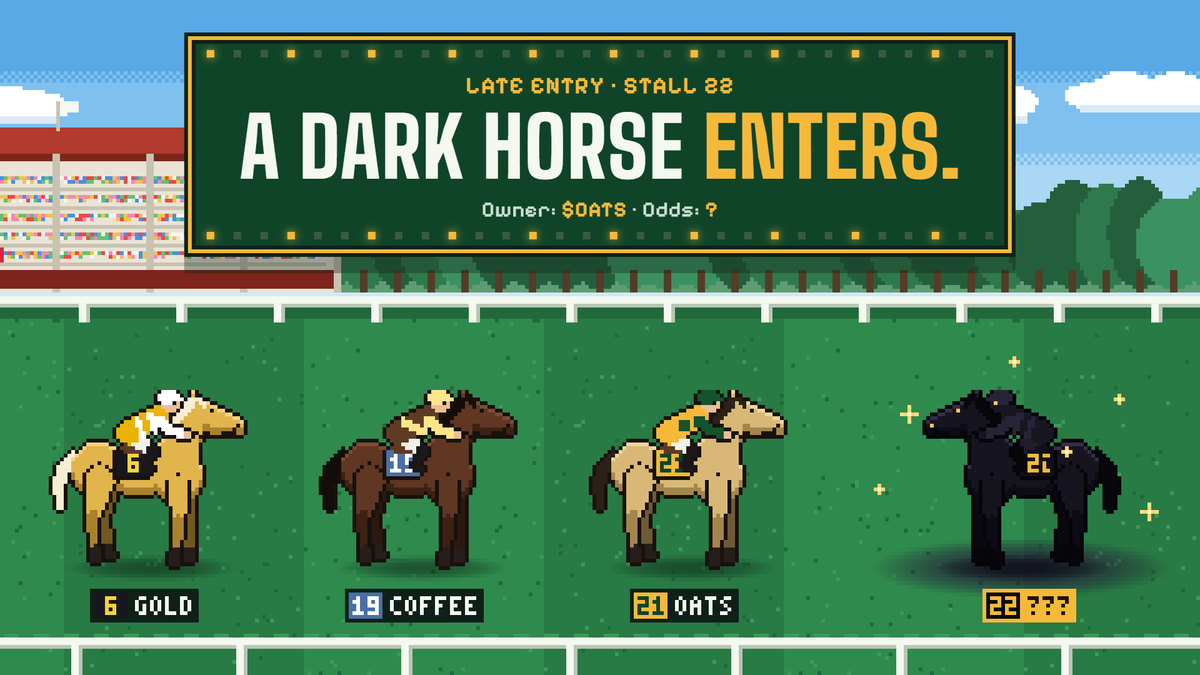 OatsDerby's tweet photo. A dark horse just entered the Derby.

$OATS is coming to Solana. It is the token of Oats Derby, and holders get a feed boost on every bushel payout they win.

The contract drops here first. Until then, any address using the name is fake.

$OATS
Launching soon @solana https://t.co/7G2Bl2J5kX