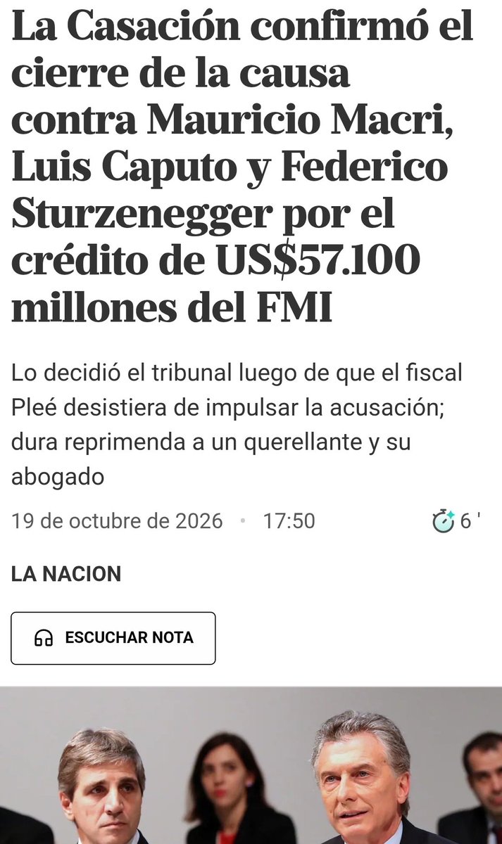 RobertoFeletti's tweet photo. Una de las mayores estafas al pueblo argentino en toda su historia. Tomaron el préstamo más grande que dio el FMI desde que existe -u$s 44.500 millones-. Según confesó el propio Macri, lo usaron para financiar la fuga de capitales liderada por los bancos y fondos de inversión amigos (y socios). A la sociedad y al Estado argentinos nos quedó una deuda impagable que nos somete a esfuerzos y penurias permanentes, pero estos tres personajes que perpetraron este robo descarado fueron absueltos. Cualquier proyecto político que pretenda gobernar para las mayorías lo primero que deberá hacer es purgar y democratizar en serio al Poder Judicial. Todo lo otro viene después.