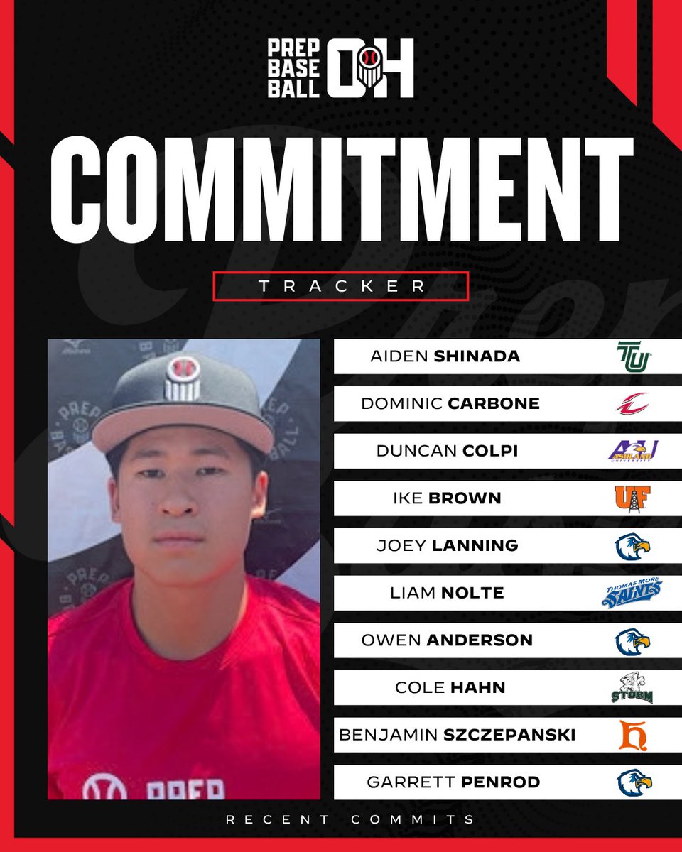 PrepBaseballOH's tweet photo. ICYMI: 𝐂𝐨𝐦𝐦𝐢𝐭𝐦𝐞𝐧𝐭 𝐓𝐫𝐚𝐜𝐤𝐞𝐫
𝑅𝑒𝒸𝑒𝓃𝓉 𝒞𝑜𝓂𝓂𝒾𝓉𝓈

🙌 Congrats to the recent commits from the Buckeye State‼️

📝 Recent News:
🔗 https://t.co/RSfFEtLNwP
🗣️ Showcase Schedule:
🔗 https://t.co/Vjq52SDS2z

#MadeInOhio @jackrozanski_3 @JonathanSlisz @justinhembree8
@Cade6Leach @CamSchrock @Bruce23Carson @carsonciccia @Crewlafary @lesfarns2027 @MitchellWe8702 @QKleinhenz2027 @mchugh_sean22 @jsnyd247 @Cole_Hahn21 @domcarbonee @DuncanColpi @ike_Brown15 @Joey_3656 @NolteLiam @OAnderson83474 @ShinadaAiden @szczepanskiben @GarrettPenrod33 @KDavidson1410 @LoganKOTT @MacqueenLuke @MatthewScr8076 @nickbachmann27 @nick_wilk14 @xiannello19 @CadenRidenour