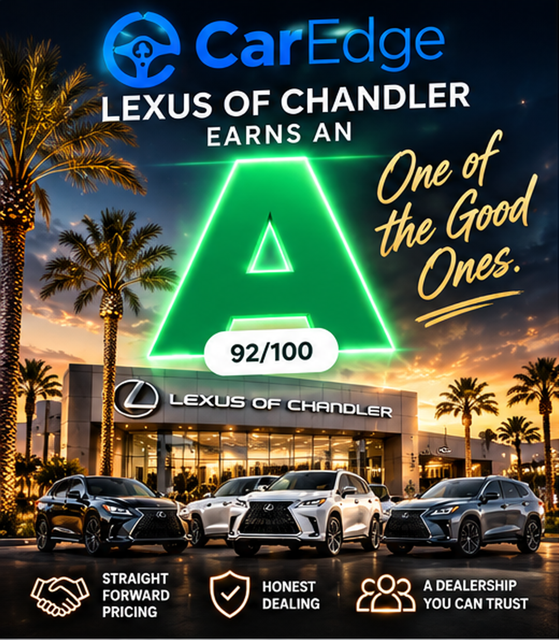 lexusofchandler's tweet photo. An A for excellence! 🏆✨

What does this mean for our customers? It reflects our commitment to straightforward pricing, honest dealing, and creating a dealership experience you can feel confident about.

#LexusOfChandler #CarEdge #LexusExperience #LuxuryAutomotive #PenskeArizona https://t.co/NXffwS3tTH