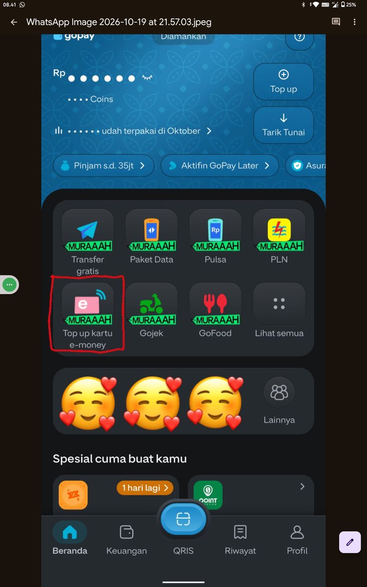 cikawsj's tweet photo. Sumpah ini worth it!! Isi saldo e-money 10rb cukup bayar 1 rupiah di aplikasi GoPay. Jangan sampai ketinggalan promonya guys, bisa buat semua kartu e-money di GoPay App #EMONEYRP1 https://t.co/tJlTf29A1u