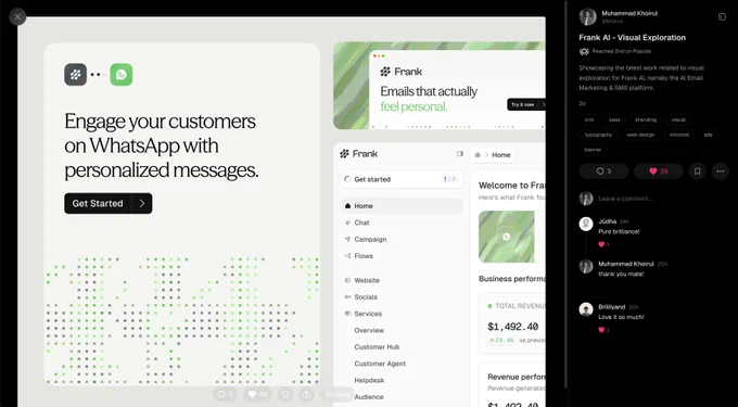 AI 이메일·SMS 마케팅 SaaS — 그린 픽셀 패턴 비주얼 탐색