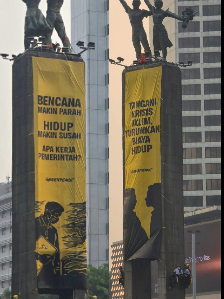 supelpowel's tweet photo. BUNDARAN HI PAGI INI !!

Aktivis Greenpeace membentangkan spanduk atau baliho protes di atas Patung Selamat Datang, Bundaran HI

Respect 🫡 🫡 https://t.co/UFC72d3hE9