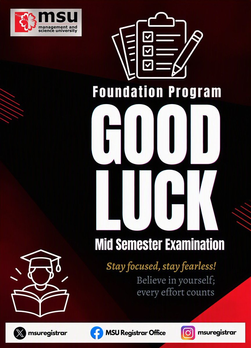 MSU_Registrar's tweet photo. 📖 Mid Semester Examination for Foundation students is in progress!
Stay calm, stay confident, and trust the hard work you've put in.
Give your best and keep moving forward toward your goals. All the best. 💪🏻
#FoundationProgram
#msumalaysia
@msuregistrar
@msumalaysia https://t.co/52EOT67X1Q