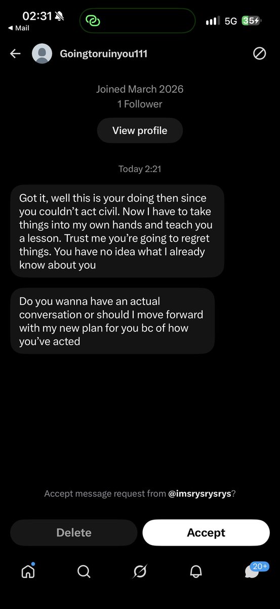 losetohannah's tweet photo. actually fuck it i’m posting it.

this dude dm’d me from multiple accounts to threaten and harass me. his main has almost 10K followers so i think i should just post. https://t.co/UiDQAiuN2l