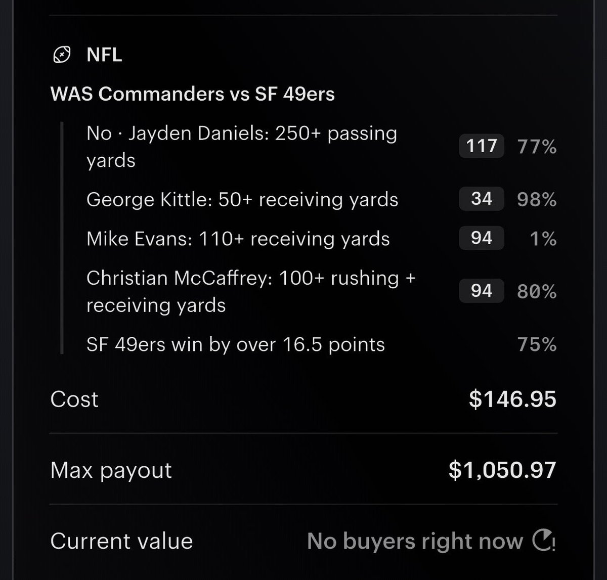 Loading_ETH's tweet photo. Insane. Mike Evans hurt before the half with 94 receiving yards. I took the way over. Disgusting. Another day another dollar🤓😴 https://t.co/uoDLiJKKK5