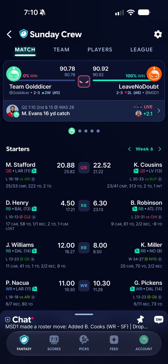 Golddicer's tweet photo. Fantasy Football can be so brutal 😭 https://t.co/LHwLSAWmOo
