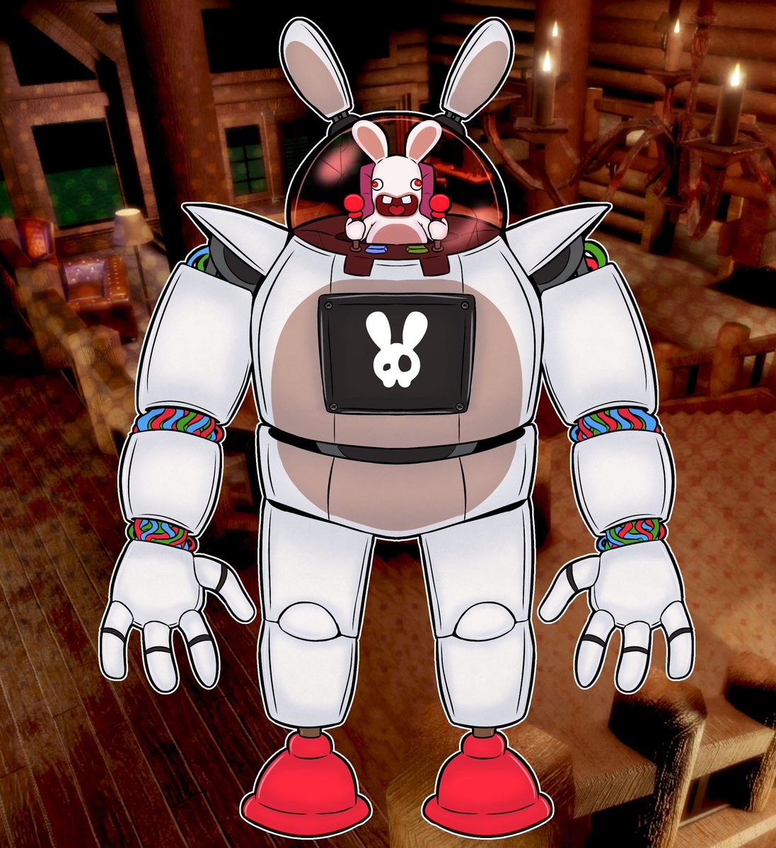 GoldenSigmaPC2's tweet photo. Okay maybe I had a bit too much fun with this concept, but mainly Rabbid would be controlling a giant robot, being a skin for Brutum! It would also replace his sfx with Rabbid noises, but this depends if this collab will EVER happen, hopefully! :D 🪠

#pillarchase #pillarchase2 https://t.co/By8Zflj9eR