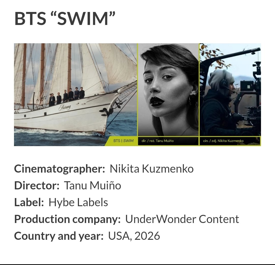 Yoon_kookie97's tweet photo. “SWIM” by #BTS has been nominated in the catagory of ‘Best Music Video’  at 34th Camerimage Film Festival in Toruń 🔥🎉

- It is the world's largest &amp; most recognized film festival dedicated to the art of cinematography &amp; its creators, the cinematographers 

CONGRATULATIONS BTS https://t.co/lZQLRhnjoE