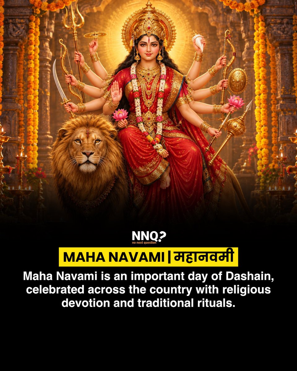 NoNext_Question's tweet photo. Maha Navami is an important day of Dashain, celebrated across the country with religious devotion and traditional rituals.

May Goddess Durga bless everyone with strength, happiness, prosperity, and good health.

#MahaNavami #Dashain #nonextquestion https://t.co/YXSie3VAG7