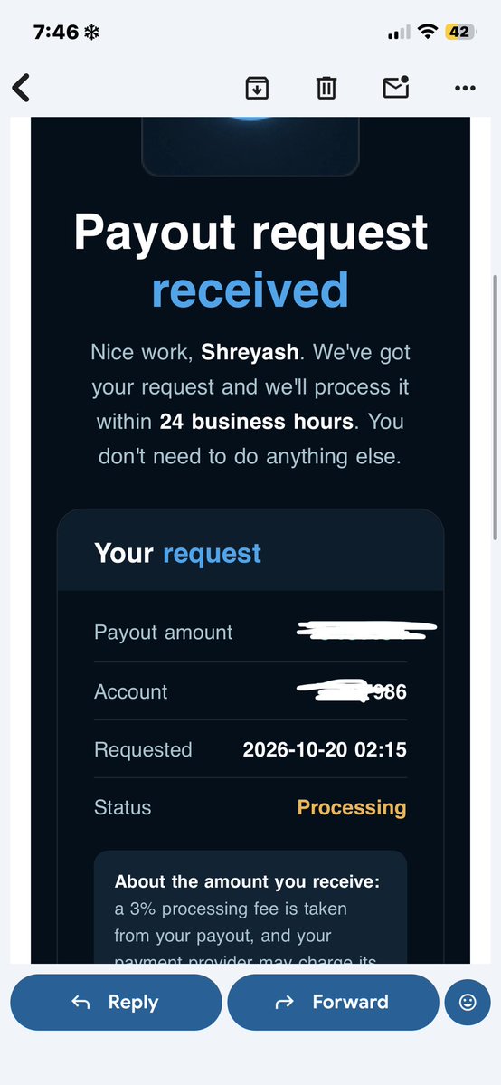 shreyash_099's tweet photo. Just requested a first ever payout in my life after multiple failures that too on the occasion of Vijaya dashami
And also thought to help 100 needy peoples from this payout 
Hope the blue guardian team approves my payout at earliest 
@seanbaint @Shubhankan007 @BlueGuardiancom https://t.co/V1RUU9syWl