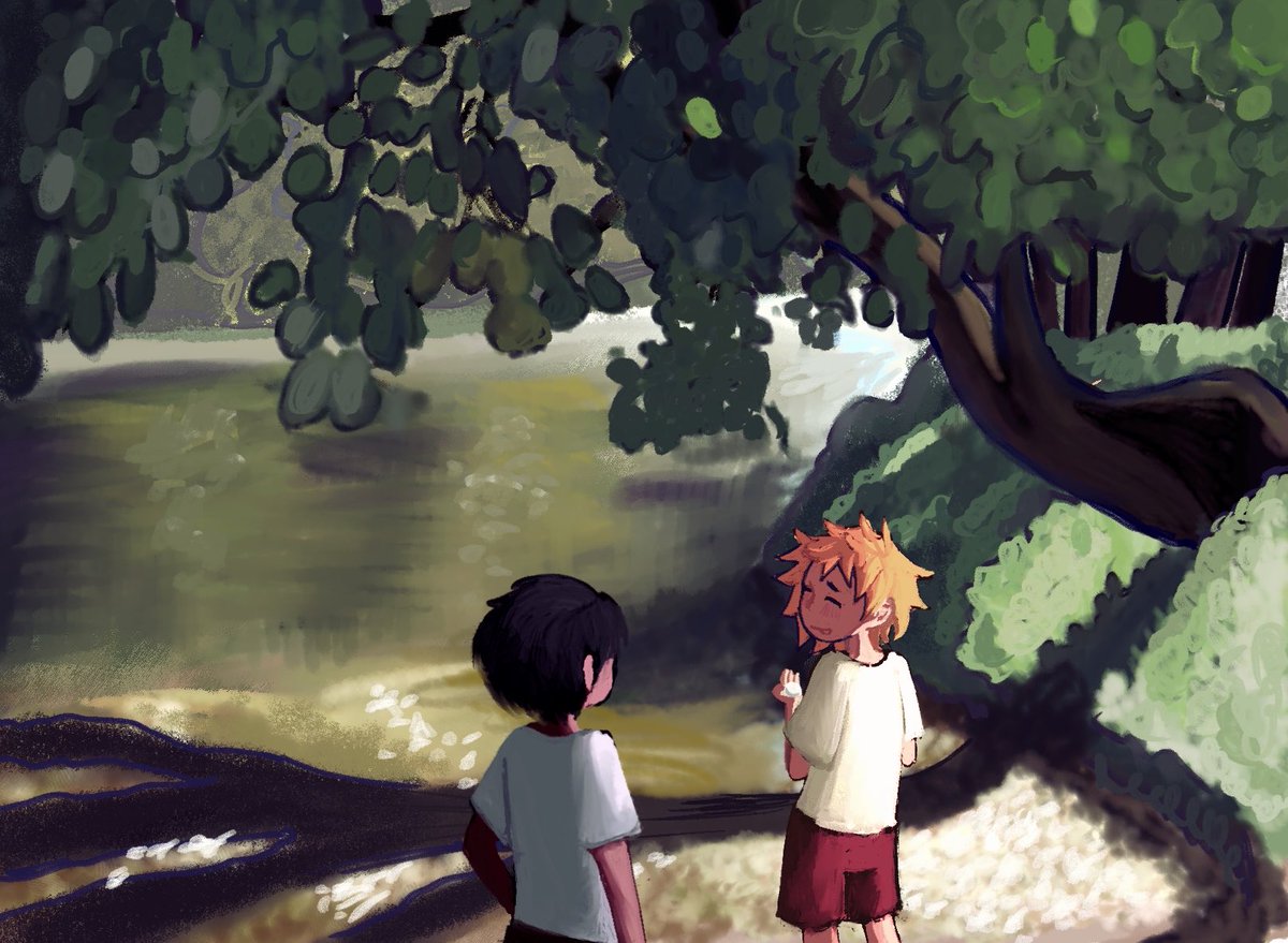 femisv's tweet photo. they’re at a creek https://t.co/S9JVNeuw2S