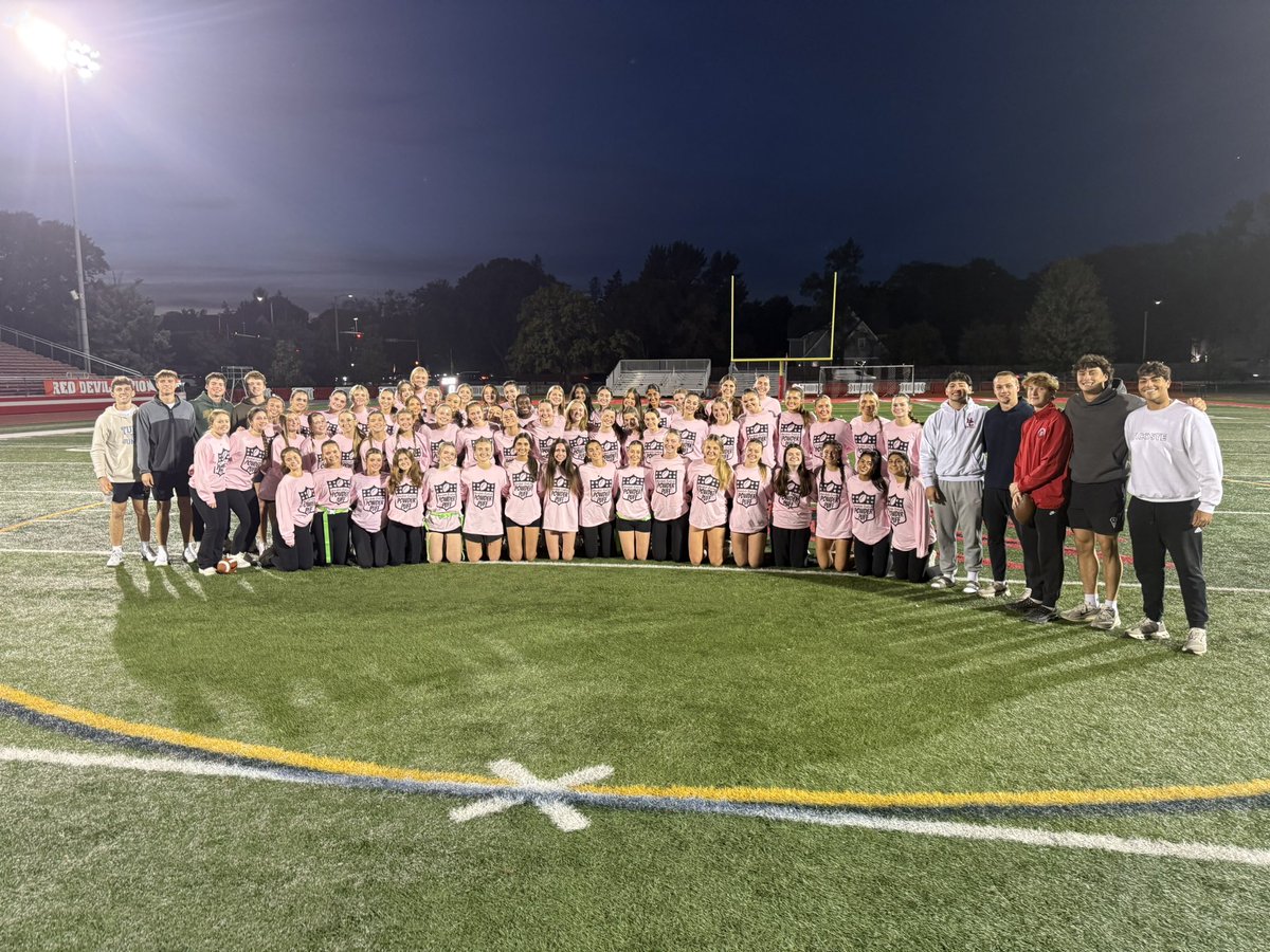 RedDevilsAD's tweet photo. 🏈💗 Powderpuff 2026: Playing for a Purpose! 💗🏈 The senior girls took home the WIN over the juniors, all while supporting a great cause—breast cancer research! 🎀💪 A fun night, friendly competition, and making a difference! 💕 https://t.co/PDwrkhhR4g