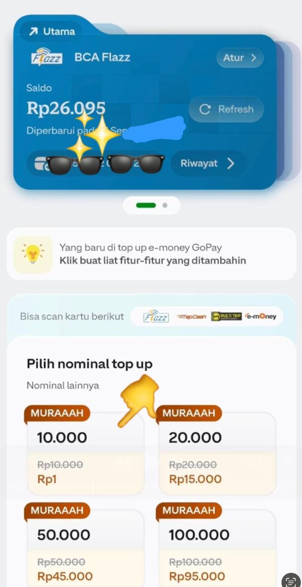 shalomfom_'s tweet photo. barusan top up eMoney 10rb di aplikasi GoPay bayarnya cuma Rp1 doang 😭 hemat parah, langsung isi lagi ah mumpung masih ada #EMONEYRP1 https://t.co/fbOlwz3CrU