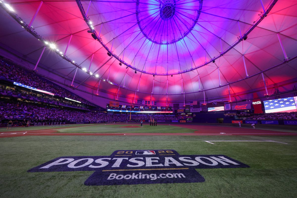 BaseballQuotes1's tweet photo. Two years ago, a hurricane blew the roof off of Tropicana Field

Last year, the Rays were forced to play at a Minor League Ballpark

Now in 2026, the Rays are set to host the World Series at Tropicana Field https://t.co/ljM7djMP1d