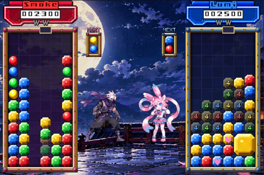 W0lfByteStudios's tweet photo. @Giulio6686 Classic puzzle fighting action with sharp gameplay, unique characters and abilities and responsive controls for competitive hype, or casual fun. https://t.co/HrzMg5d5H1