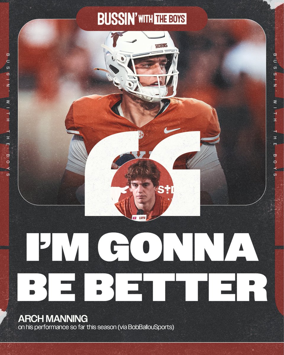 BussinWTB's tweet photo. Arch Manning is ready to go off the rest of the season 👀

via @BobBallouSports https://t.co/Y8Bp9HN3tw
