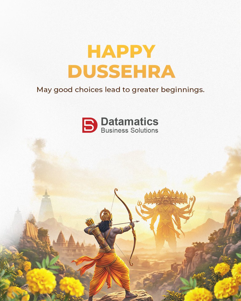 Datamaticsbpm's tweet photo. Dussehra reminds us of the enduring strength of courage, wisdom and doing what is right. Wishing everyone a joyful and prosperous Dussehra. https://t.co/pyZUtsYyYS