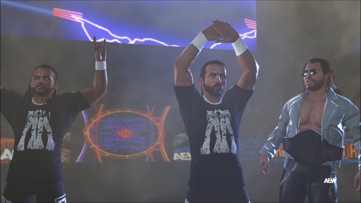 Gambadeboi's tweet photo. The Elite is participating in our TRIO WORLD CUP with a retro look 🏆⚡

🔍 Bucks CAWs by @3mpire928 
🔍 Kenny CAW, arena and belt by @Valoween 

#wwe2k26 #aew https://t.co/ahjMlsSV7b