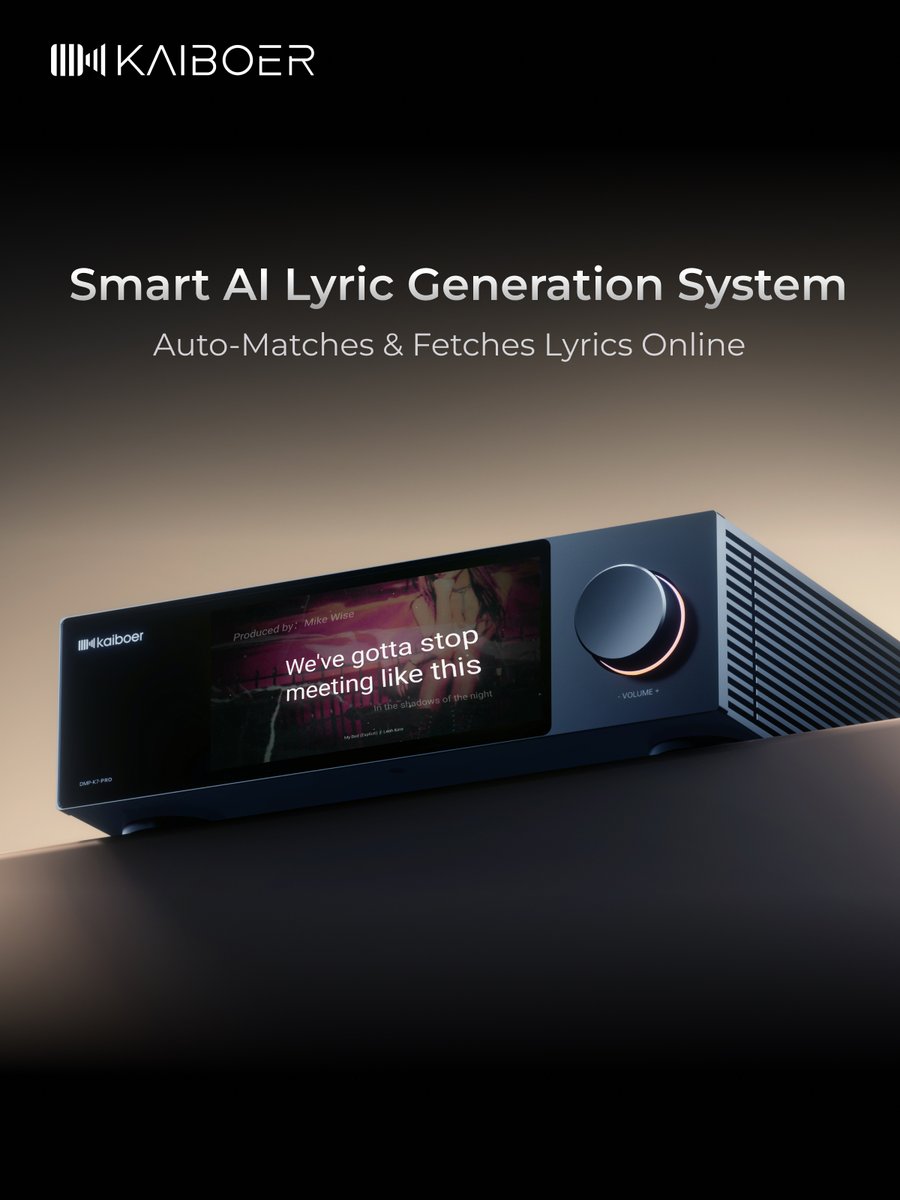 KaiboerAudio's tweet photo. Kaiboer LyricAI: AI-powered lyric system for your music streamer.

Missing lyrics on local tracks? The built-in AI automatically fetches matching lyrics online.
Enable spatial & floating animated lyrics synced to your music for immersive visuals.
Beyond plain text — beautiful animated lyrics bring extra joy to every listening session.
#Kaiboer #LyricAI #HiFi #Audiophile
