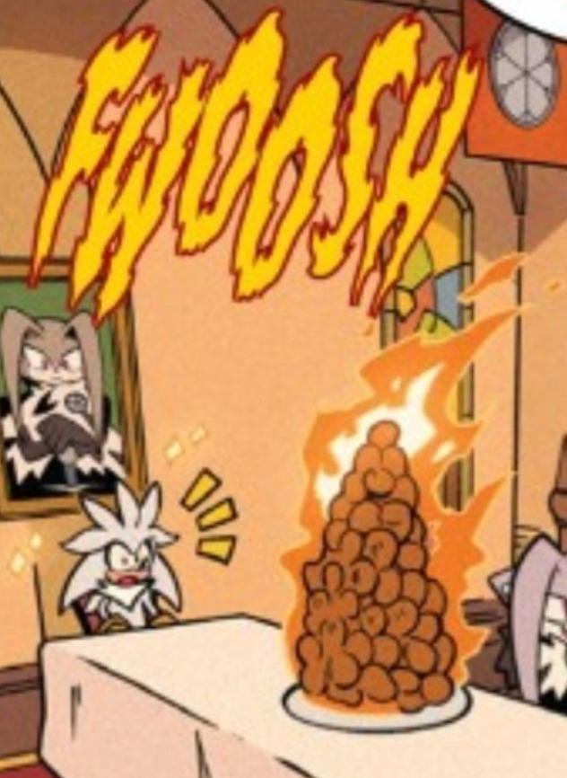 PrettyFluffyBoy's tweet photo. Silver snaps to attention at the sight of fire. He jolts and goes wide-eyed and slack-jawed at bursts of flame.

The reaction is a carryover from his time in Crisis City, as is Silver's general dislike of intense heat. https://t.co/qhzl5FlNya
