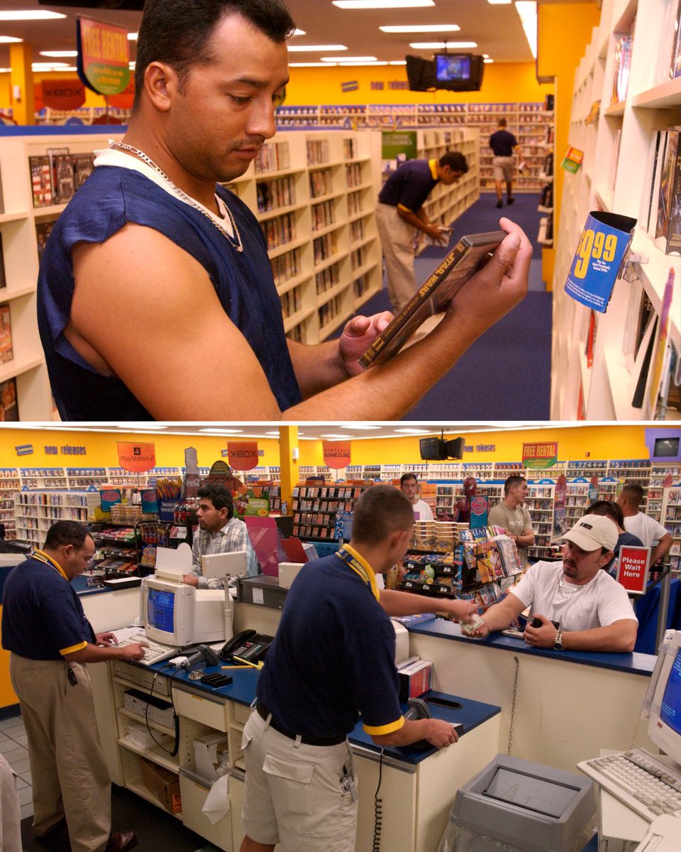 FoxNews's tweet photo. Remember when Friday nights meant walking the aisles of Blockbuster, picking out a movie and hoping your favorite wasn't already rented?

On this day in 1985, the first Blockbuster opened in Dallas, Texas, kicking off a video rental phenomenon that became a staple of American life.

The store launched with roughly 8,000 VHS tapes and eventually grew into a worldwide entertainment giant, before streaming and changing technology helped bring the Blockbuster era to an end.

Today, only one Blockbuster store is still standing.

Swipe through the iconic Blockbuster era.