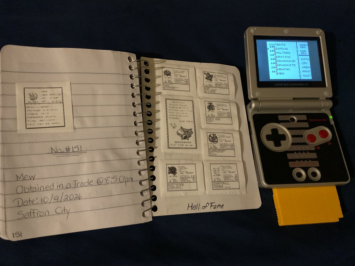 SeventhForce's tweet photo. 27 years ago, 9 year old me dreamed of making my own homemade Pokedex for Pokemon Yellow... but didn't own a Game Boy Printer.

Tonight, after approximately 39 days... it's done. A physically handmade and printed Pokedex with all 151 Gen 1 Pokemon. Kid me would be over the moon. https://t.co/W4jQhudEsN