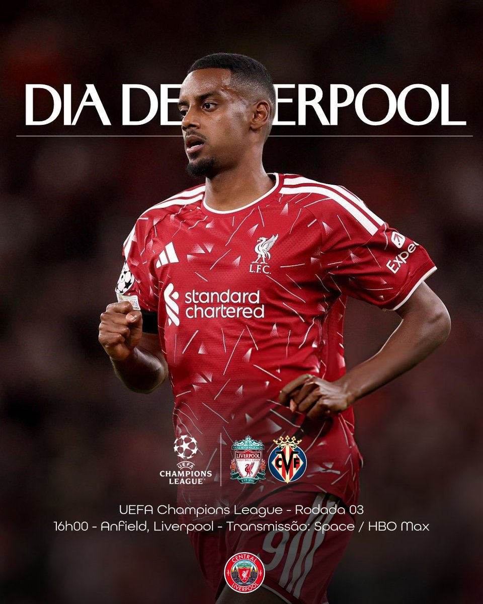 central_lfc_br's tweet photo. 𝐃𝐈𝐀 𝐃𝐄 𝐋𝐈𝐕𝐄𝐑𝐏𝐎𝐎𝐋 

🆚️ Villarreal
🏆 Champions League - Rodada 03
🕒 16h00
🏟 Anfield, Liverpool
📺 Space / HBO Max https://t.co/reFWOPU4x1