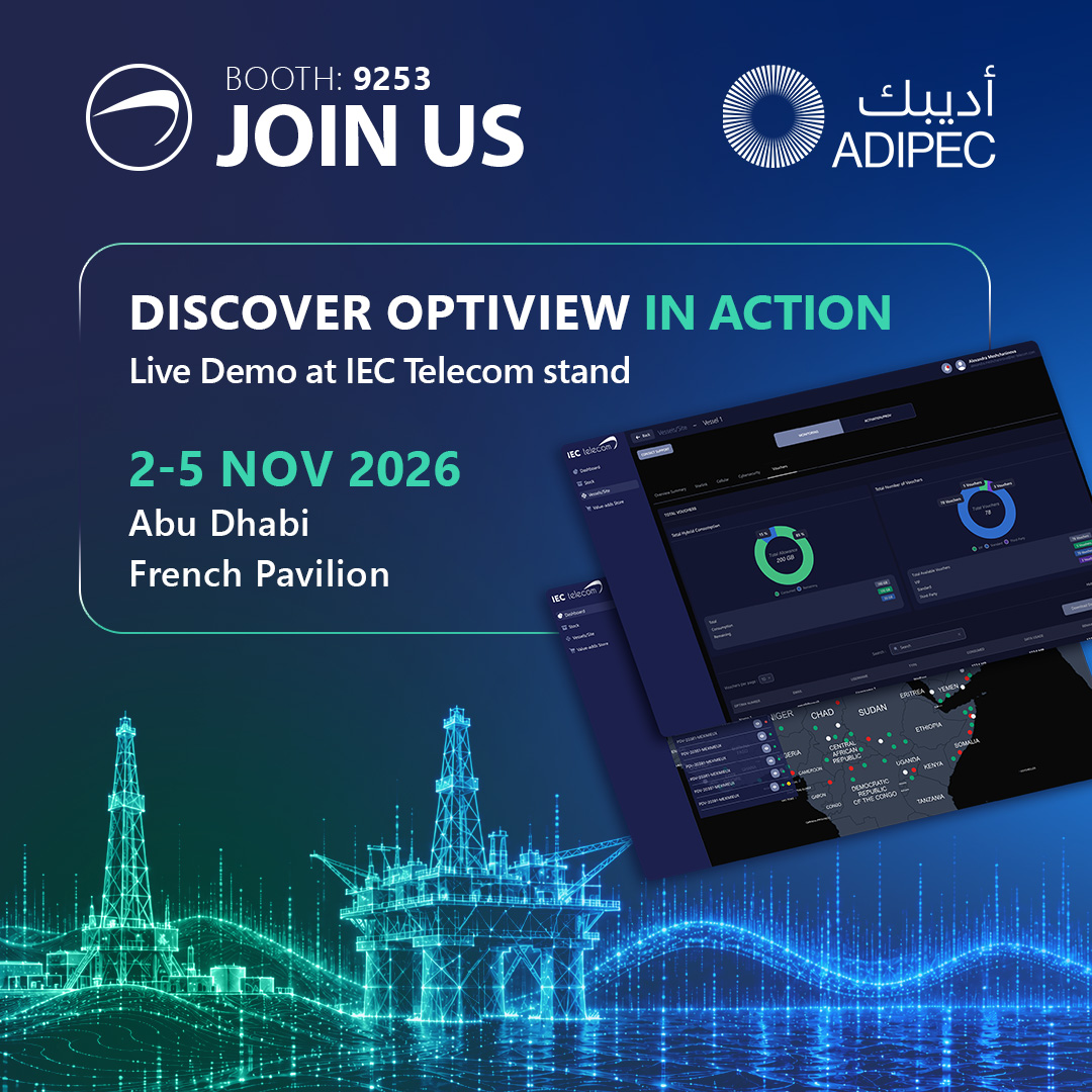 iectelecom's tweet photo. Heading to #ADIPEC2026 in Abu Dhabi? Come and see OptiView in action at Stand 9253, French Pavilion.

Our team will be running live demos, bring your connectivity challenges and let us show you how managed satellite connectivity works in practice for energy operations.

marketing@iec-telecom.com

#IECTelecom #ManagedConnectivity #OptiView #EnergyDigitalisation #SatelliteConnectivity #ADIPEC2026