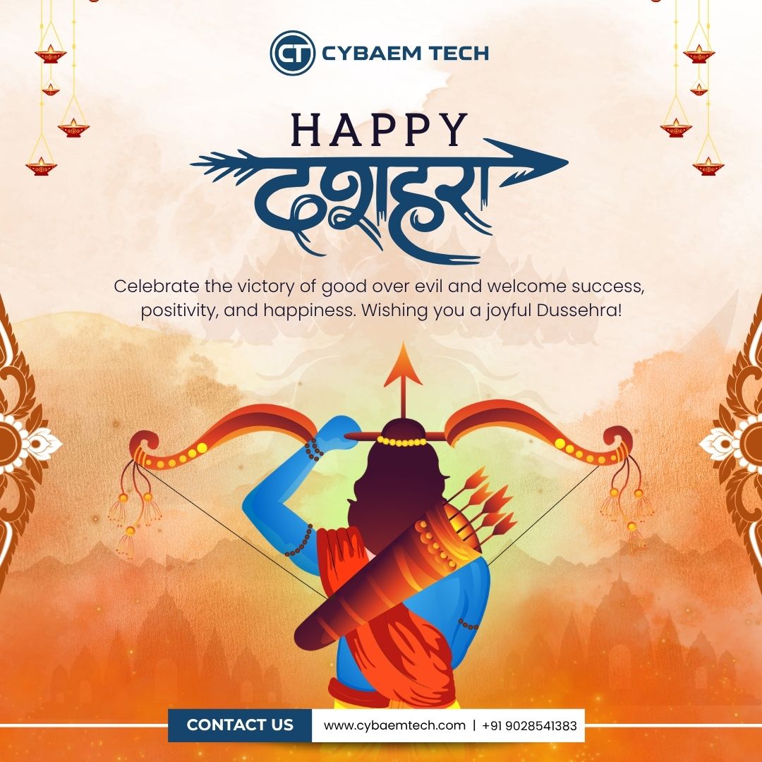 Cybaem_Tech's tweet photo. May this Dussehra inspire us to overcome every challenge through courage, intelligence, and determination.

Let us celebrate new beginnings, great opportunities, and the triumph of positivity.

#HappyDussehra https://t.co/n4IGyHIWIl