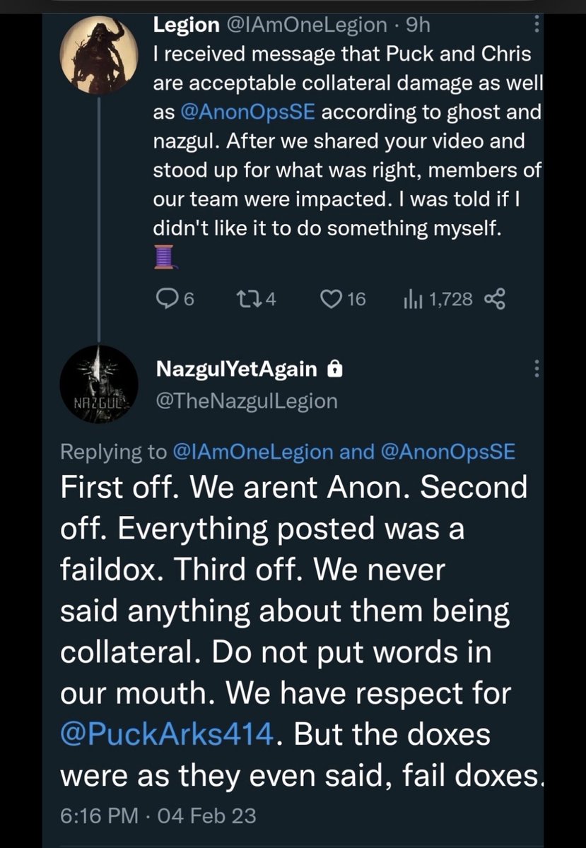 DarkArmadaFBI's tweet photo. @ConHarMcD @DougLooEllen @AdrianTwittman @IAmAnonLegion @phantom_45_x @MAGACult2 @ChrisABennet @KingChucksHands @maura_resister @MidnightD1ssent @TheHappyMask098 @chflutter @SpoogemanGhost Ask Chris/Legion about their good old pal Puck. 🙃 https://t.co/UycQOwqW5b