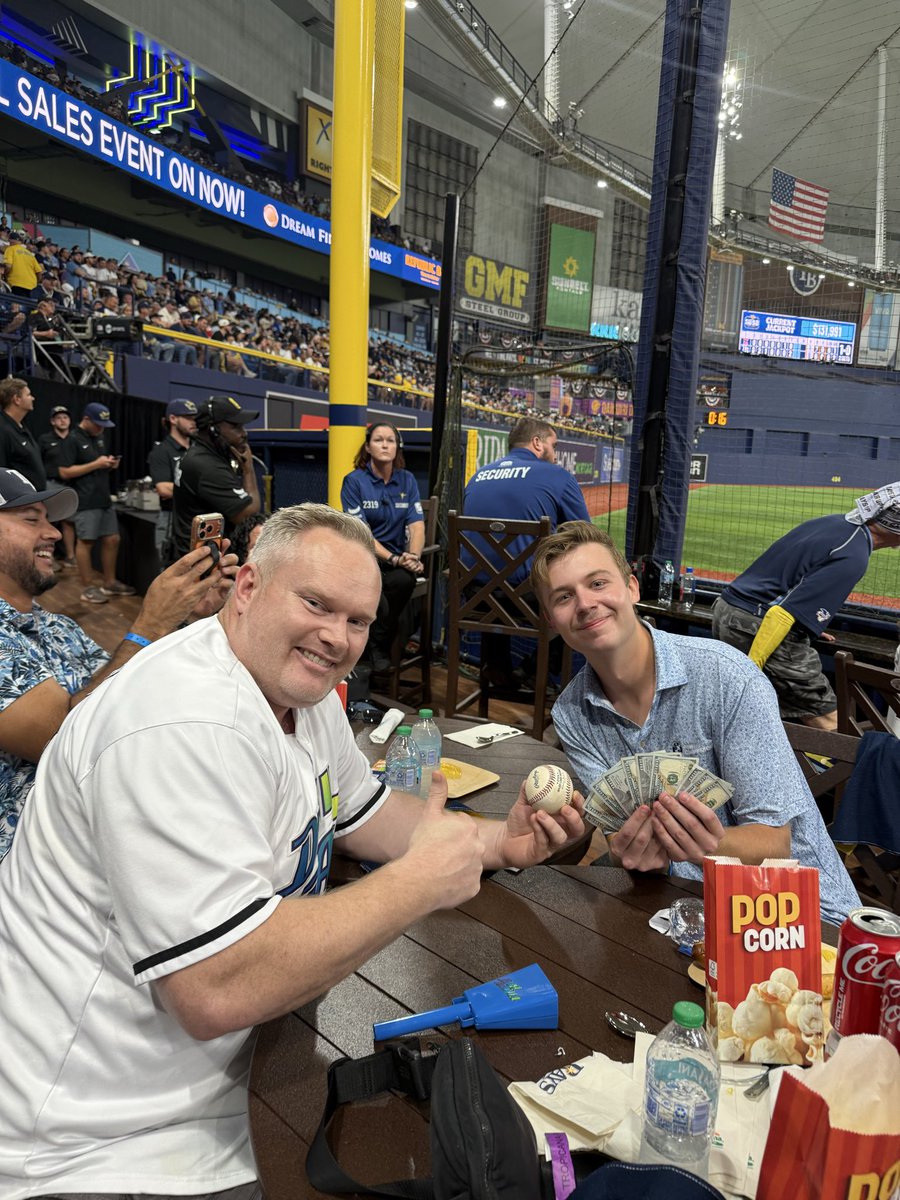 TheRealOmegaDad's tweet photo. Hey @RaysBaseball can I get this ball authenticated or give it to junior for a handshake 🤝 out here on 162 landing?

It has the foul pole paint in it for photo match 😂. https://t.co/VFdY4hpatJ