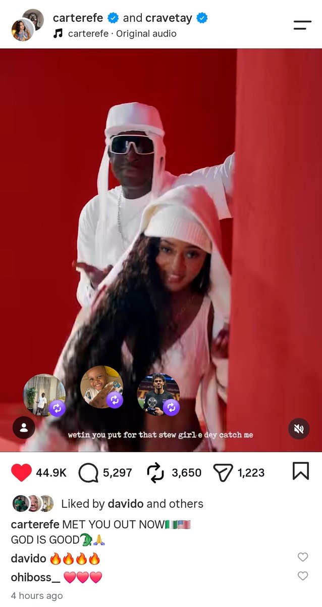 GNFSULTAN's tweet photo. Davido via carterefe Instagram comment 🔥🎵❤️ https://t.co/Q28dk5OMxk