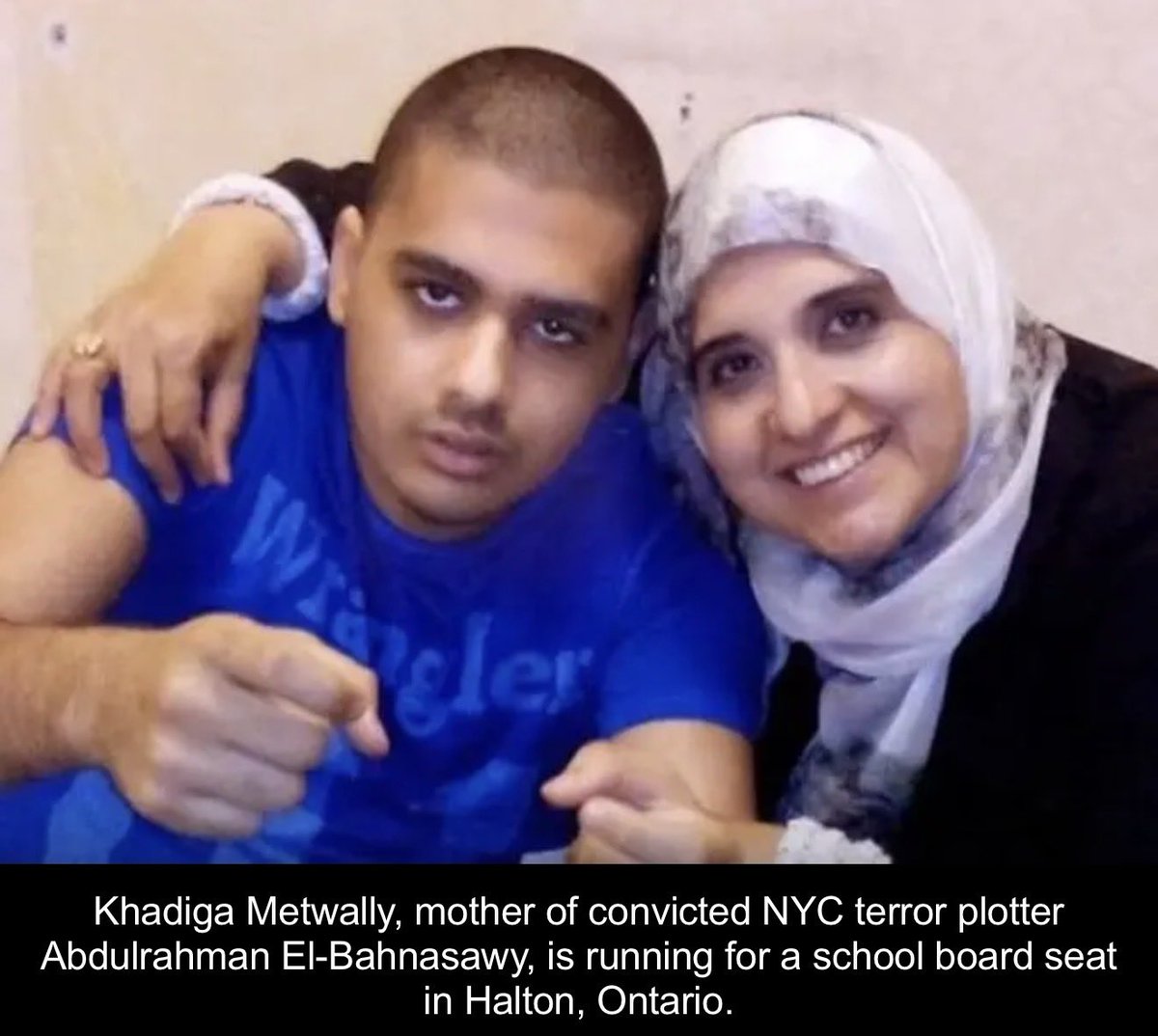 mario4thenorth's tweet photo. ‼️ MAJOR BREAKING - 

Abdulrahman El Bahnasawy was originally sentenced to 40 years in prison on terrorism charges. 

He just got another 50 years for stabbing two prison guards in the name of ISIS. 

One lost an eye. 

His mother, Dr. Khdiga Metwally, is on the ballot for Halton school board trustee in Milton, Ontario Wards 1 and 2.

Her campaign pledges "safe and welcoming" schools. 

She doesn't mention him.

But she is on the record, saying this about him: “My son was arrested by all unfair reasons … [he was] manipulated by FBI with the help of [Royal Canadian Mounted Police],”

“They manipulated him by ‘hyper’ talking while he was manic and wasn’t under treatment,” 

Voters will get to decide Oct 26. 

They deserve to know who's asking for the job.