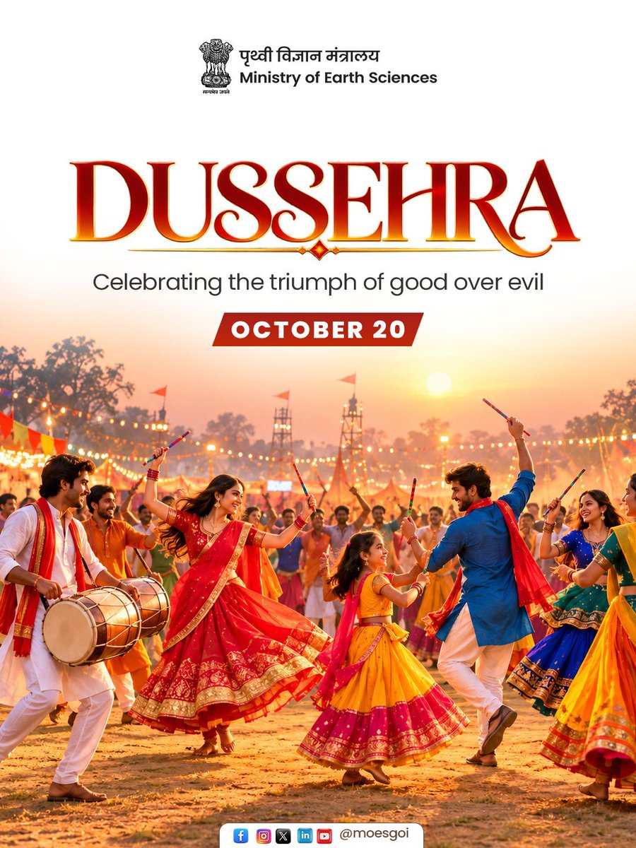 moesgoi's tweet photo. Wishing you a blessed and joyful #Dussehra! 

Let the light of knowledge, goodness, truth, positivity and hope inspire us to conquer ignorance and darkness. 

May this festival remind us to overcome challenges, spread love and rise above all challenges. 

#HappyDussehra2026 #Vijayadashami2026