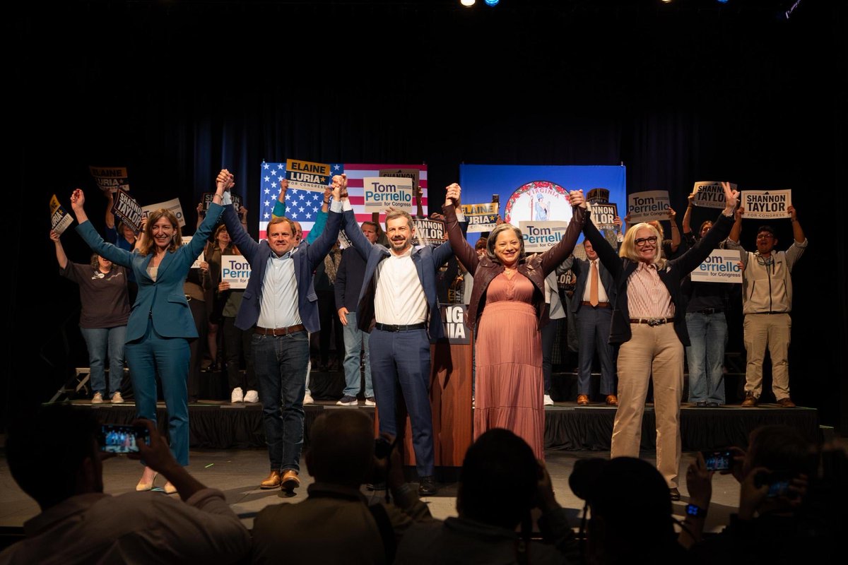 PeteButtigieg's tweet photo. This is the energy we need 15 days out from Election Day! It was great to see so many Virginians show up to support Tom Perriello, Shannon Taylor, Elaine Luria, and Rep. Jennifer McClellan this afternoon. Let’s keep going through the finish line! https://t.co/fKmOJKjmdp