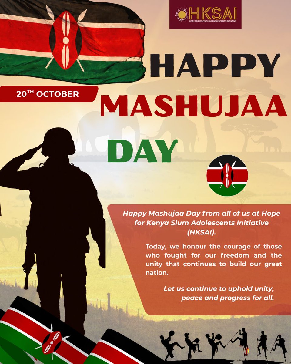 Hope_ksai's tweet photo. Today, we celebrate the heroes who inspire change, uplift communities, and build a brighter future for all. We honour every individual working to empower children, champion young people’s rights, and transform lives for a better and brighter tomorrow.

Happy Mashujaa Day!
#HKSAI https://t.co/0l0AnkiExZ