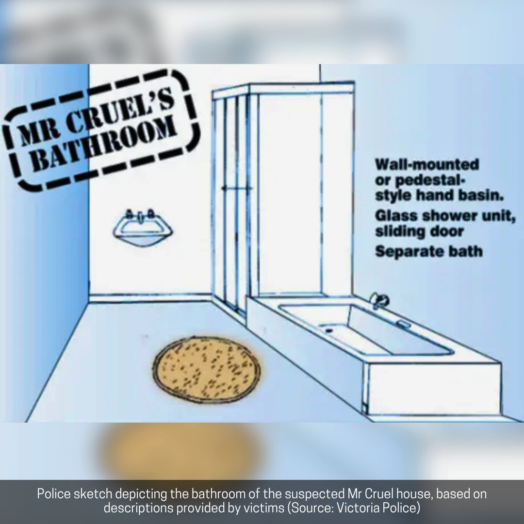 case_file's tweet photo. Casefile Revisited: Mr Cruel

1. Karmein Chan
2. Sharon Wills 
3. Nicola Lynas
4. Police sketch depicting the bathroom of the suspected Mr Cruel house, based on descriptions provided by victims https://t.co/7NXJ9cTXfC
