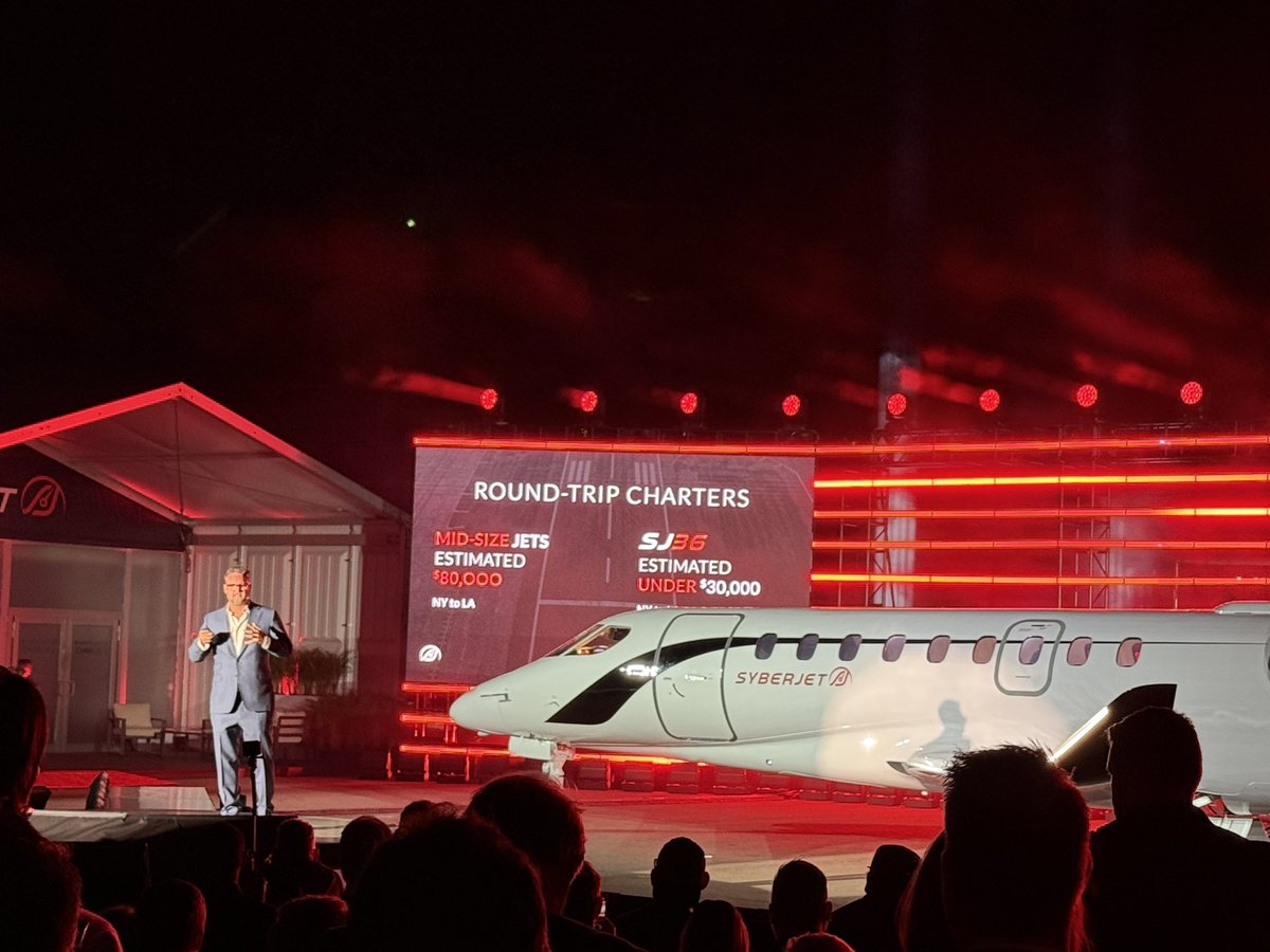 preston_holland's tweet photo. Trevor Milton pricing the Syberjet SJ36 at $14M doing NY to LA nonstop with a projected operating cost of $30,000. 

A light jet, but at midsize performance. https://t.co/jcuV2FjJZC