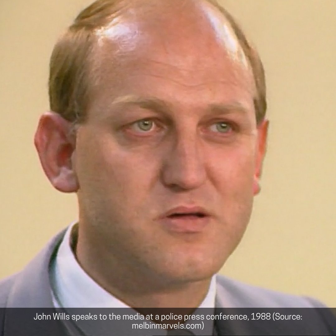 case_file's tweet photo. 9. John Wills speaks to the media at a police press conference, 1988
10. Police hand out pamphlets at a roadblock in Eltham in May 1991 as the search for clues into the disappearance of Karmein Chan continues https://t.co/VMmZ2SpamG