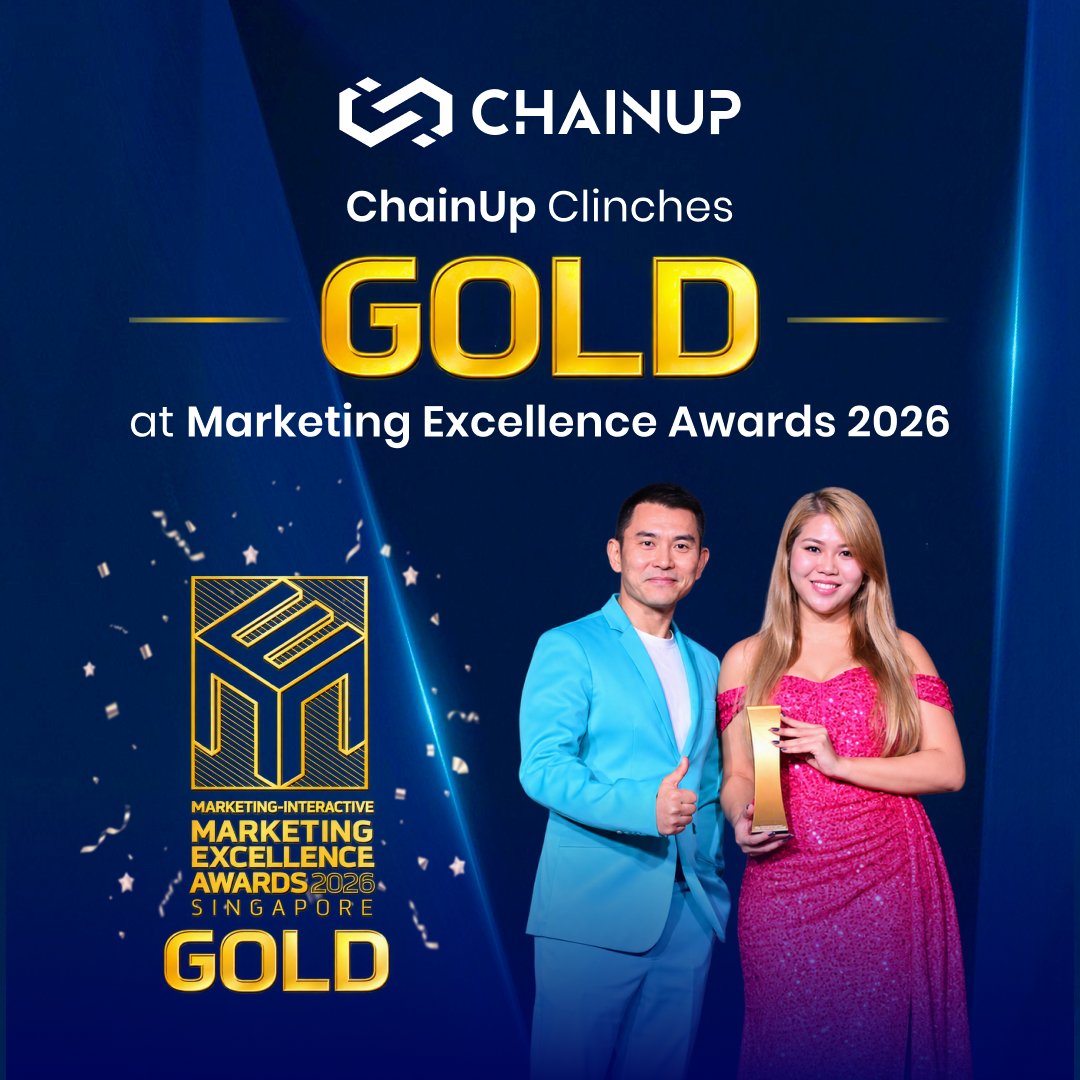 ChainUpOfficial's tweet photo. A huge milestone for ChainUp earlier this month: we took home 𝗚𝗼𝗹𝗱 𝗳𝗼𝗿 𝗘𝘅𝗰𝗲𝗹𝗹𝗲𝗻𝗰𝗲 𝗶𝗻 𝗕𝟮𝗕 𝗠𝗮𝗿𝗸𝗲𝘁𝗶𝗻𝗴 at the 𝙈𝙖𝙧𝙠𝙚𝙩𝙞𝙣𝙜 𝙀𝙭𝙘𝙚𝙡𝙡𝙚𝙣𝙘𝙚 𝘼𝙬𝙖𝙧𝙙𝙨 2026.

At its core, marketing in the digital asset space is about earning long-term enterprise trust. Seeing our in-house campaign recognized on this stage reflects the focus and rigorous standards our teams uphold every day.

Thank you to @MarketingEds and the judging panel for the recognition, congratulations to all fellow finalists, and sincere appreciation to our team and partners who continue to build with us.

Read the full announcement: https://t.co/dPAQBoWw8i

#ChainUp #B2BMarketing #Fintech #DigitalAssets #MarketingExcellenceAwards