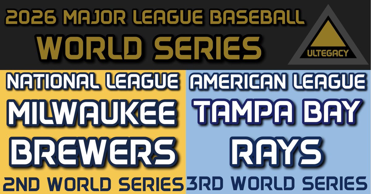 Ultegacy's tweet photo. The 2026 World Series is set!!!

The National League Championship Milwaukee Brewers face off against the American League Champion Tampa Bay Rays. 

Who will win their first ever World Series? https://t.co/JZecEiXKZQ