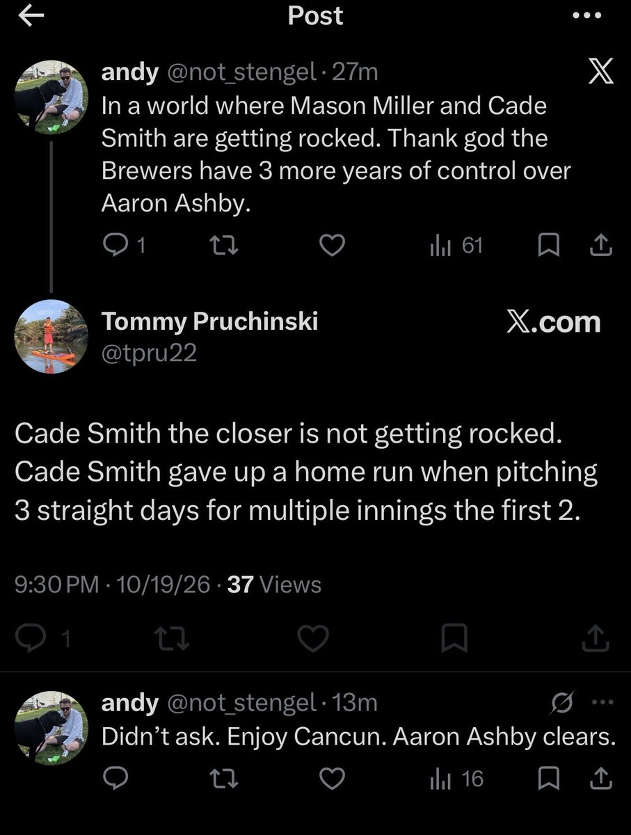 not_stengel's tweet photo. Don’t step into the batters box if you can’t handle the 99mph sinker down the middle. Brewers in 4. https://t.co/BN1ppUuR9g