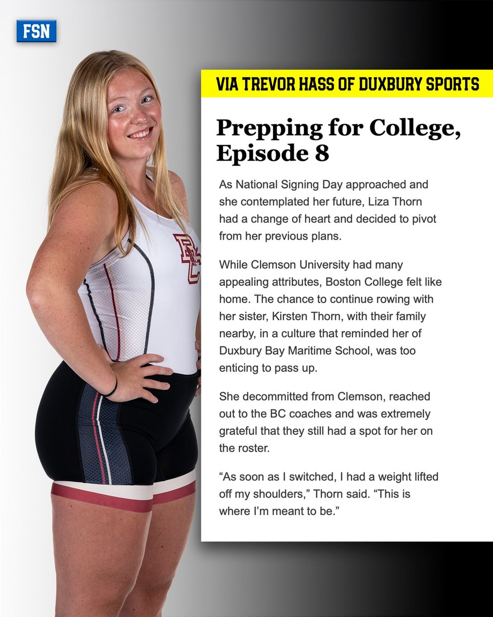 ForStarsNetwork's tweet photo. The Native of Duxbury, Mass., Liza Thorn, Reportedly Flipped Her Commitment From Clemson to @BCWomensRowing, in order to continue her career alongside her older sister, Kirsten Thorn, according to @TrevorHass of @DuxburyClipper. https://t.co/HHKRHj3btg